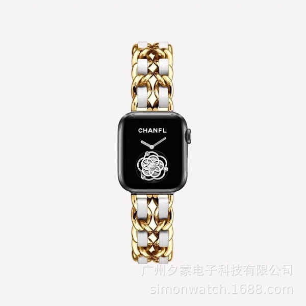Urrem til Apple Watch iWatch 38/40/41mm guld og hvidt reb