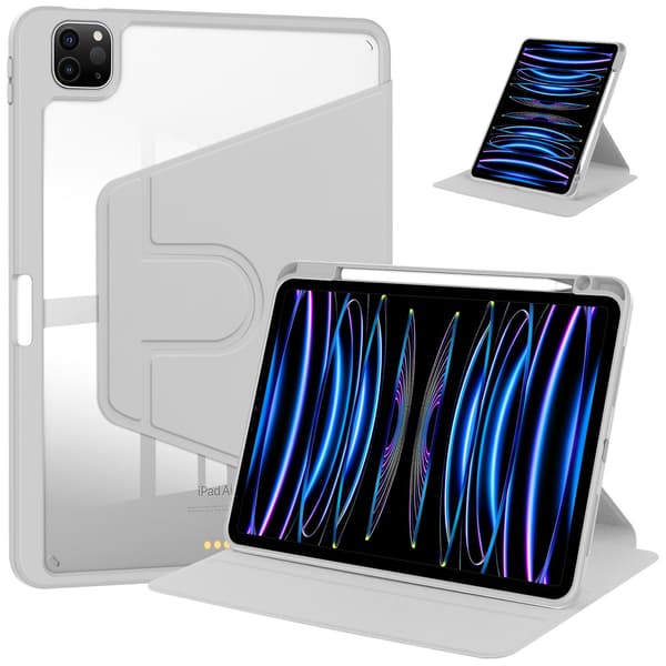 Stilig etui for iPad mini6 8.3\" grå rett svingbart lær full stropp
