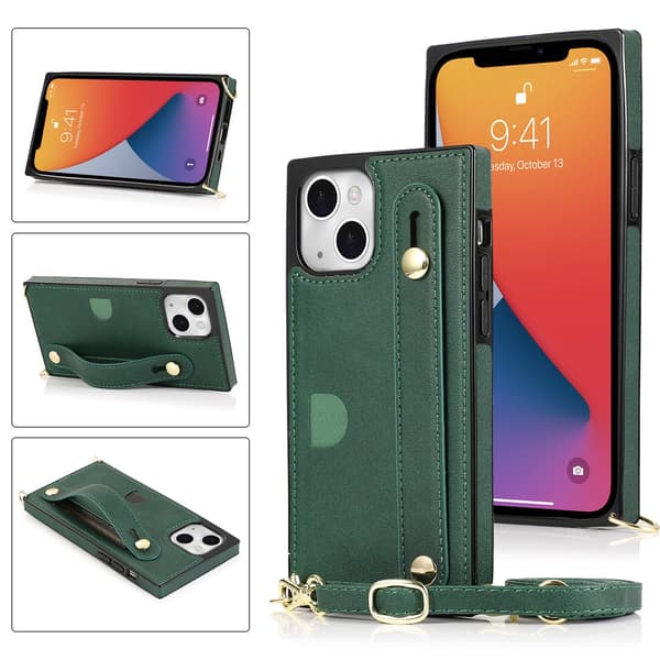 Fodral för iPhone 13pro max grön handledsrem crossbody-väska
