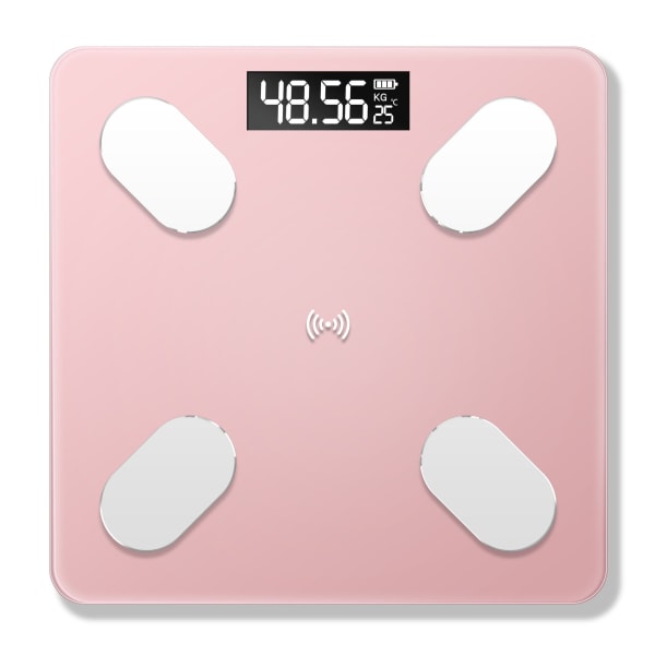 Kehon painovaaka Kylpyhuoneen pyöreä kulmataso Digitaalinen kotilataus Älykäs High Precision Pink Rechargeable