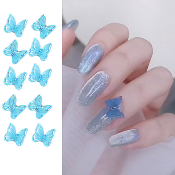 Negledekorasjoner for Nail Art Ins Internet Celebrity Resin Butterfly Magic Ornament 06（8pcs）