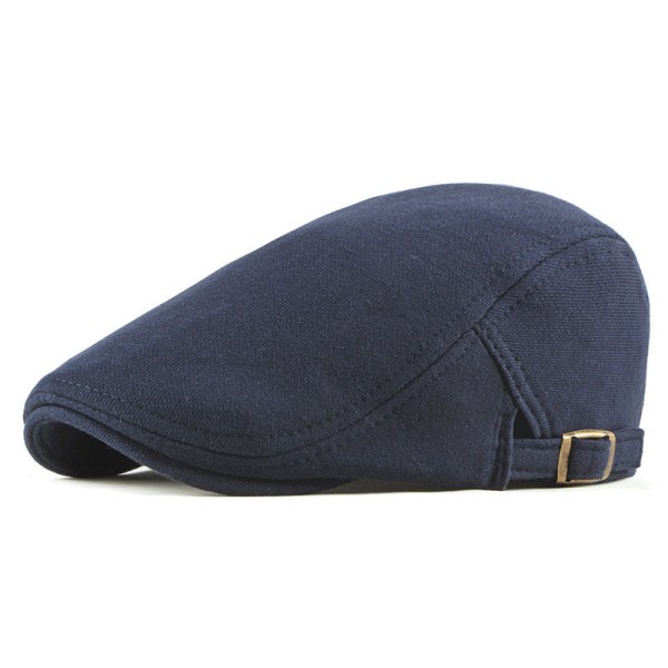 Beret lue 2022 vår høst lys bord strikket Uformell mote lue Navy blue 55-60cm