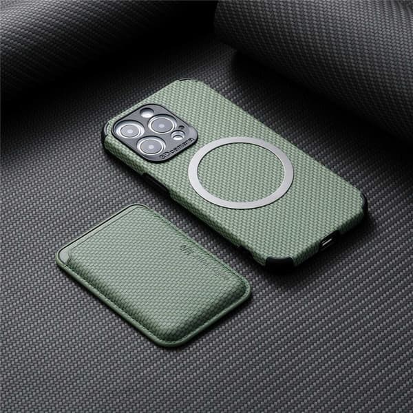 Etui til iPhone 14 Pro grønt kortholder magnetisk full
