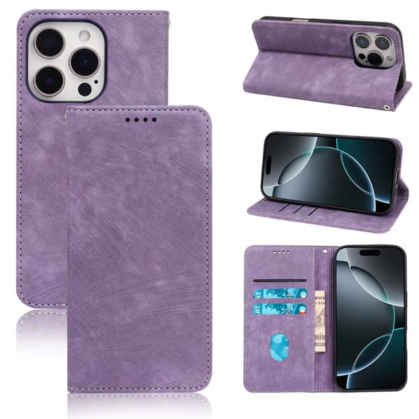 Etui til iPhone16E Purple Storm Reappears Magnetisk Lær