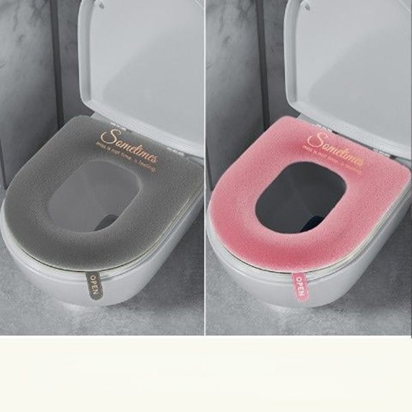 3 stk Toiletsædebetræk Puder Four Seasons Household Plys tykkere Pink Gray