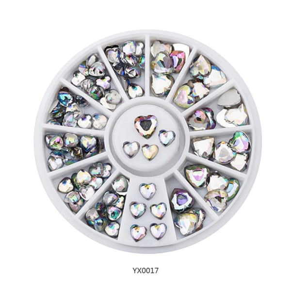 Kynsikoristeet Nail Art :lle tekojalokivi White Diamond Disc Ornament Peach Heart AB Diamond YX0017