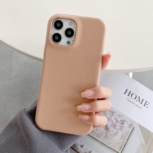 Kotelo iPhone 16pro puhelimelle, ruusukullan värinen litsinahkainen tuntu
