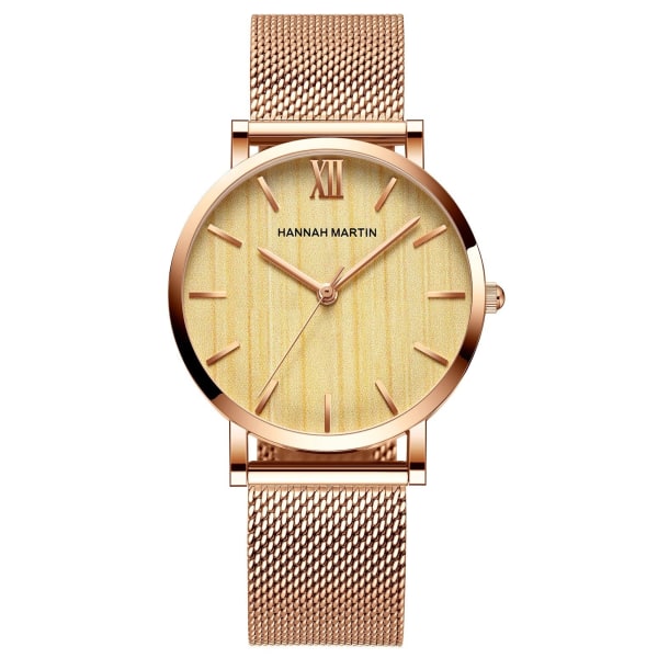 Women's Wood Grain Watch Quartz Waterproof Watch Gold