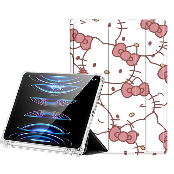 Etui til iPad Pro 2024 13\" katte tri-fold penneholder bog