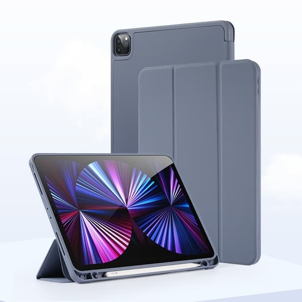 Etui til iPad Pro 2017 10.5\" Lavendel Lilla Tri fold Læderrem Flydende Silikone Blød