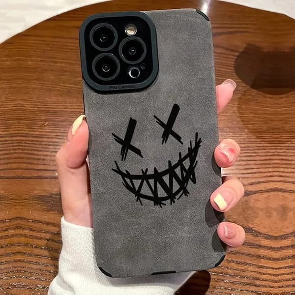 2 stk. Etui til iPhone 17 Ghost Face Suede ruskind ghost face fuld kant striber