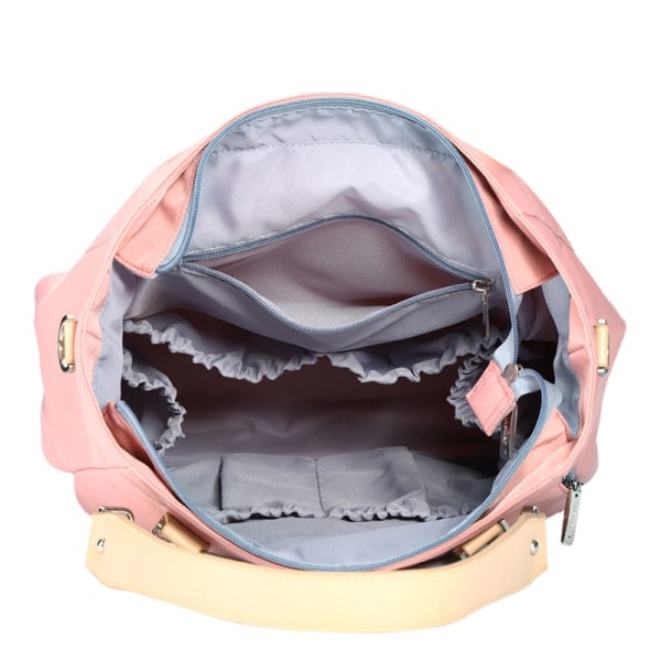 Bleievesker Mommy Bag Fashion One Shoulder Crossbody Vanntett Nylon Stor kapasitet Lotus Pink L