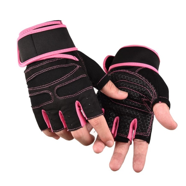 Kvinnor Män Cykelhandskar Fitness Armband Träning Andas Halkfritt Pink L