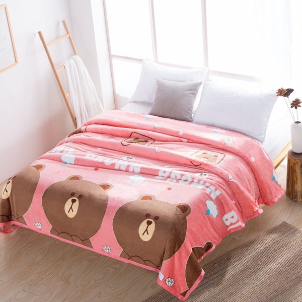 Pehmeä ihoystävällinen minkkiturkiskangaspeitto ilmastointipeitto päiväpeitto Pieni peitto ryhmäosto Cute bear 100*150cm