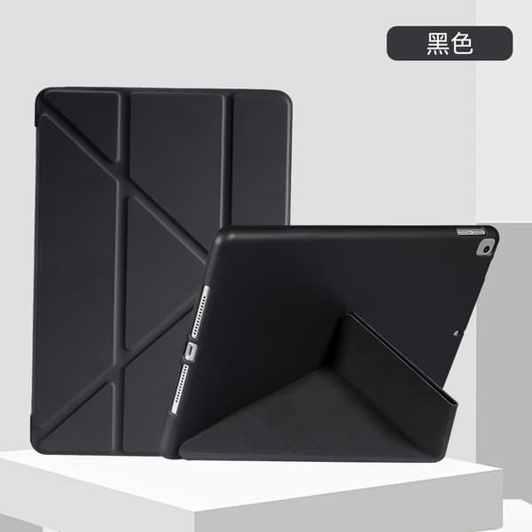 Etui til iPad 7/8/9 10.2\" sort læder blødt deformerbart foldbart stativ