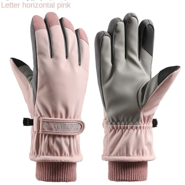 Kvinnor Män Cykelhandskar Pekskärm Skidåkning Utomhus Vattentät vindtät Horizontal pink Average Size