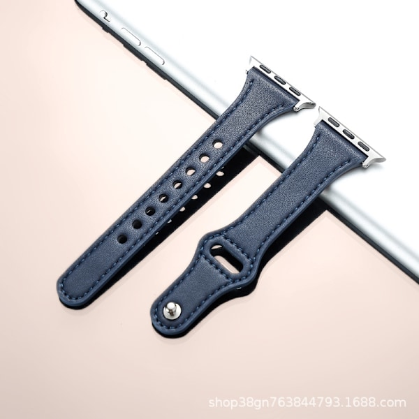 Klockarmband för Apple Watch iWatch för 42-44-45mm PG-blå-enkelt spänne smal midja