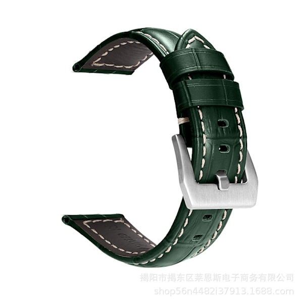 Klockarmband för Apple Watch iWatch Tillämpligt gränssnitt 38-40-41mm HW-bambu läder mörkgrön-silverspänne- PNH