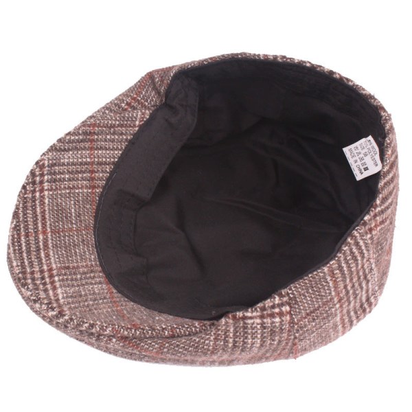 Baretti Hattu Talvihattu Miesten Baretti Syksyn ja Talven Advance-hatut Ruudullinen Cap Keski-ikäisille ja vanhuksille Red Plaid M（56-58cm）