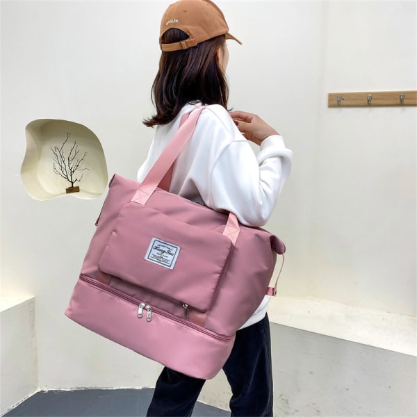 Ryggsäck = Folding Handbag Pending Bagageväska Kortdistans Buggy Bag Gymväska Purplish red