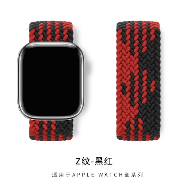 Kellon ranneke Apple Watch iWatch 38/40/41/42mm XS-koko Z-kuvio - musta ja punainen