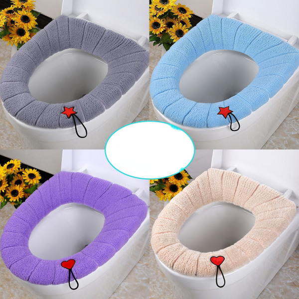 3 kpl WC-istuimen cover pehmusteita Kannettava Talvi Paksumpi pestävä 灰+蓝+紫+米