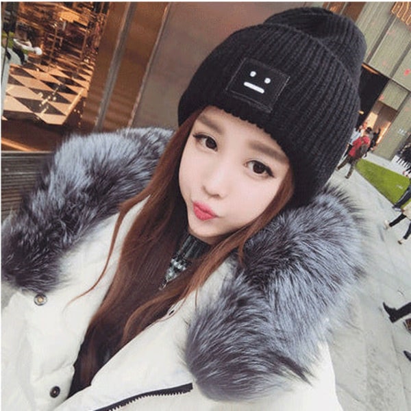 Varm vinterstickad mössa för kvinnor Ull Trendig Koreansk Ungdom Koreansk Söt höst och vinter unisex Violet M（56-58cm）