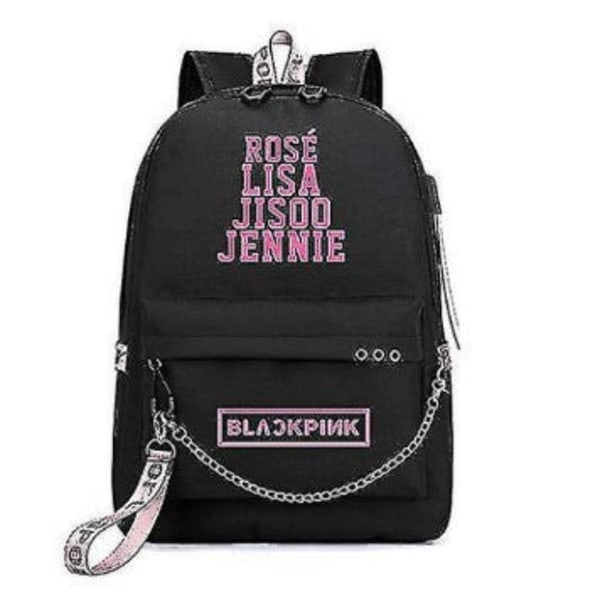 Ryggsekk Student skolesekk Outdoor Travel Ryggsekk Sportsbag Chain pink word 16-inch