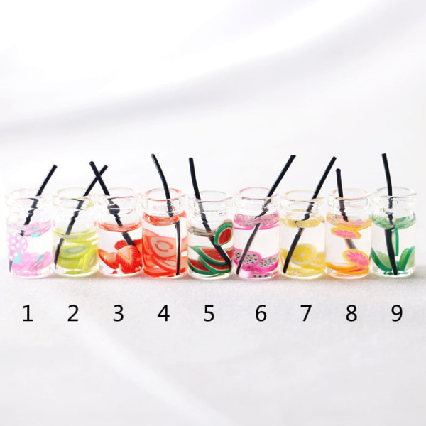 Miniature Møbler Legetøj Dukker Hus DIY Dekoration Tilbehør Mini Farverig Frugt Cocktail Straw fruit 8