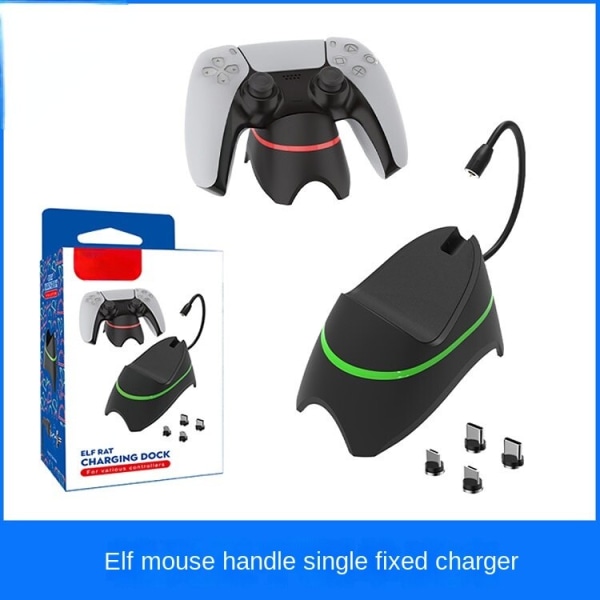 Til PS5 Elf Mouse trådløst håndtag Enkelt fast oplader Xbox/PS4/NS Pro magnetisk terminalhåndtag