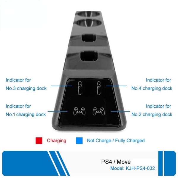 Ps4slimpro Universal Gamepad Dual-Seat Charger Psmove Charging Base -LED-valo