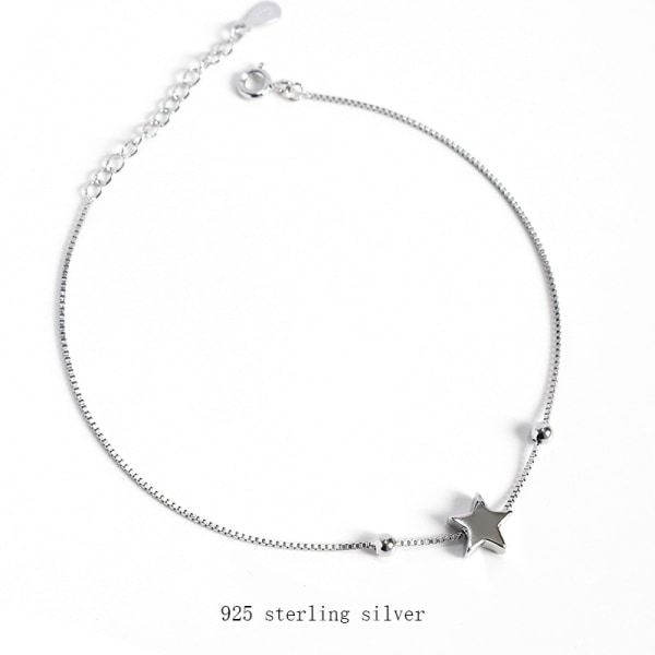 Ankelarmbånd Ankelarmbånd Kjede Barefoot Strandfotsmykker S925 Sterling Sølv Enkel Femspiss Star Fashion Silver 925 silver