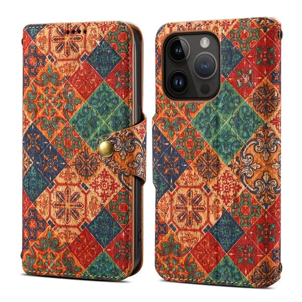 Fodral för iPhone 14 Pro Max vinterläder flip kortplats tryckt magnetisk plånbok
