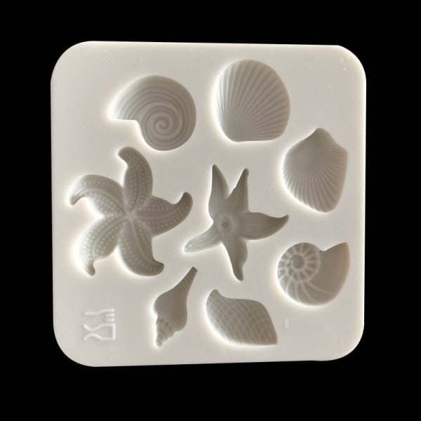 Silikoneform Ocean Series Søstjerner Sea Shell Konkylie Fondant Mousse Kage Dekorativ Ler Epoxy Flydende Silikone Form Gray
