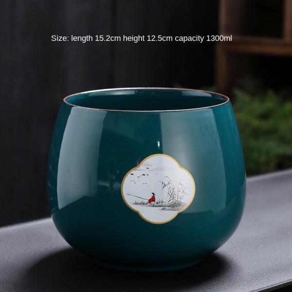 Tuhkakuppi Set Teeseremonian astiat kirjoitusharjapesukone Sininen plus-kokoinen teeallas Vesikuppi teeallas Tuhkakuppi Blue glaze golden bamboo tea Basin