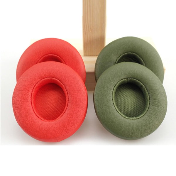 Erstatningspute for ørepute for Solo3 Solo2 Bluetooth Sponge Leather Case Red