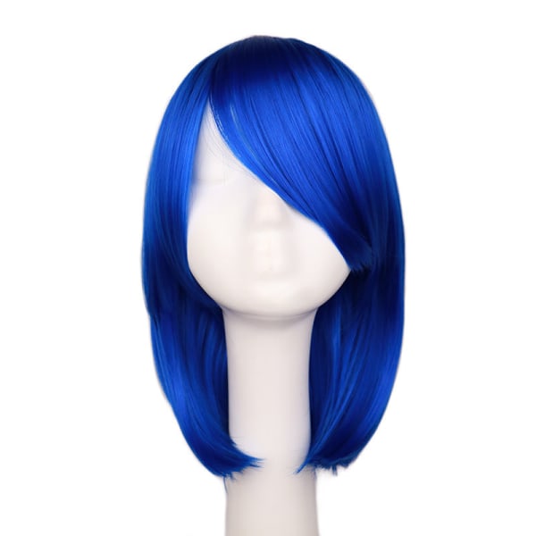 Anime Cosplay kort hår trimning ansigt paryk Blå