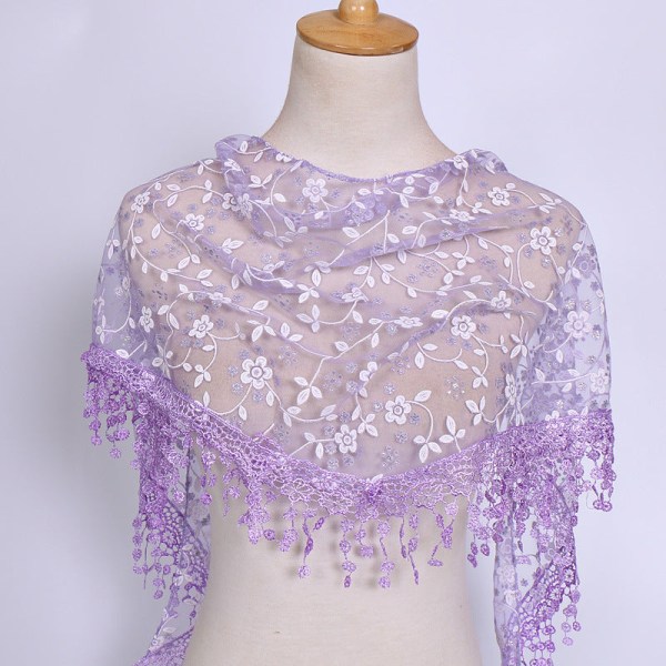 Dametørklæde sjal 2022 forår og efterår Blomsterblonde åndbar hul ud 4# light purple 150-40cm