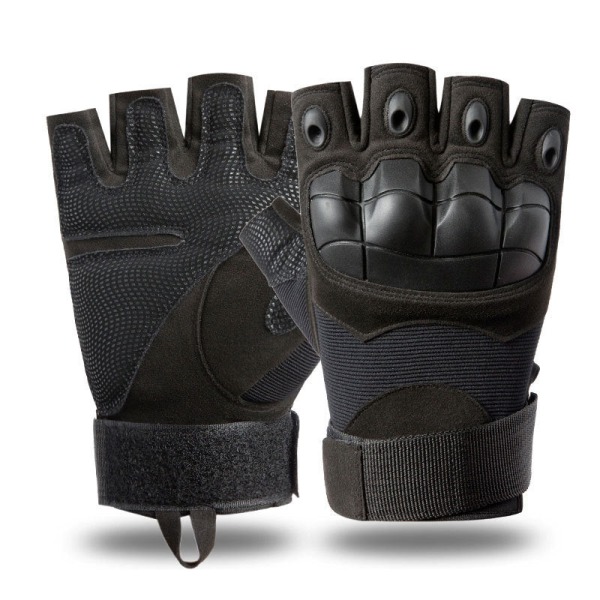 Kvinner Menn Sykkelhansker Halvfinger Tactical Fighting Boksing Utendørssykling Microfiber half  Black XL