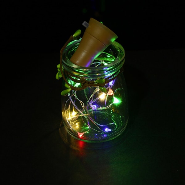 10 stk 20LED Solar Vinflaske Fairy Garland Lights Juleindretning Kork Lys Udendørs Vandtæt Sølvtrådsstrengbelysning Warm White