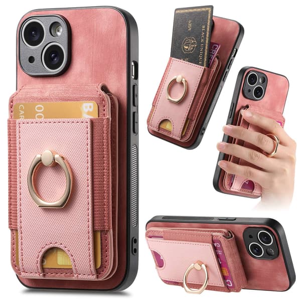 Etui til iPhone 13 pink magnetisk kortholder bagside