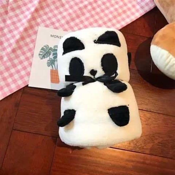 Flanell teppe lur pledd Air condition pledd Lite pledd Tynn enkelt kappe Bærbar Panda 100*170cm