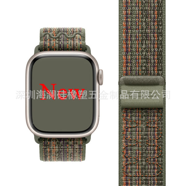 Kellon ranneke Apple Watch iWatch 38/40/41/series10-42 NK tumma kuusen vihreä oranssilla