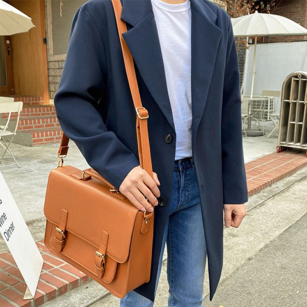 Fast versjon Cambridge Satchel Retro Pu-formet skulder Crossbody-veske Navy blue