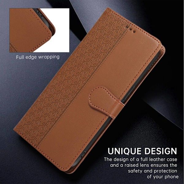 Etui til iPhone 13 Pro brun solid præget mode kortholder multifunktionel