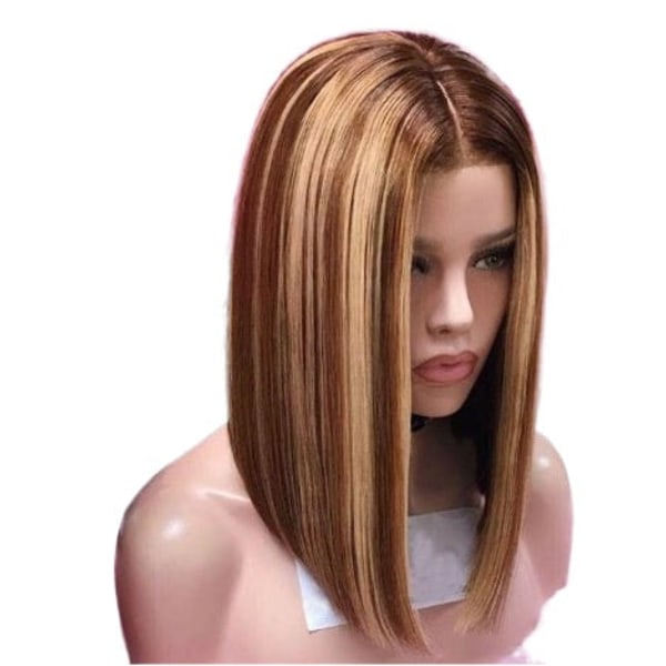 Kvinnor peruk Guld Kort rakt hår Gradient Välj färg Medium W489