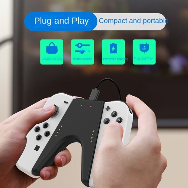 For Nintendo Switch OLED Switch Joy-Con Handle Lading V-Hand Håndtak bærbar base