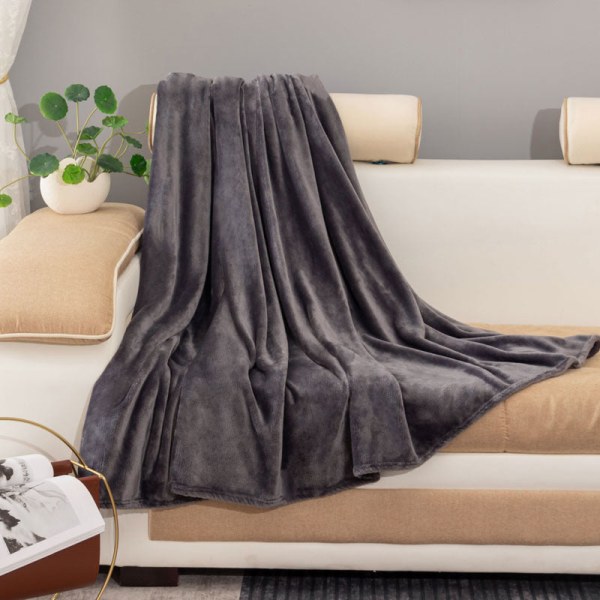 Peitto Yksivärinen flanellipeitto Paksutettu kaksipuolinen fleecelakanat Nappeitto Coral Fleece -peitto Dark gray 150*200cm