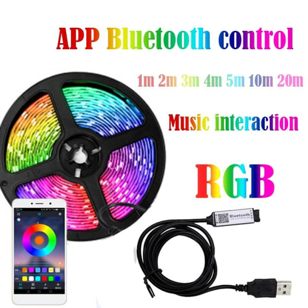 LED Light Strip Bluetooth APP Fjernbetjening Musikkontrol Farver Fleksibel med fjernbetjening til Party Home Like the picture 1m-Bluetooth Control