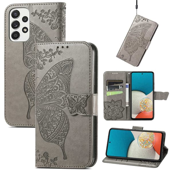 Etui til Samsung S24 Ultra grått flip-skinn